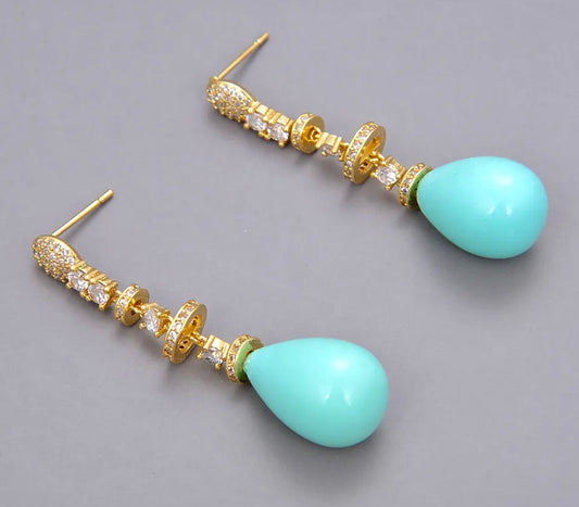 Sleeping Beauty Turquoise Dangle Earrings 1.8”