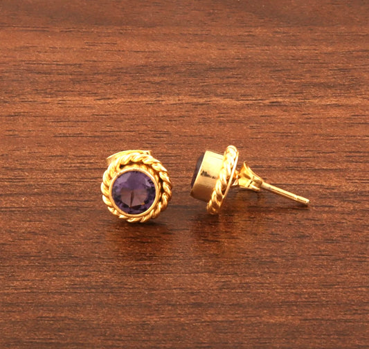 Petite Purple Amethyst Gold Vermeil Studs