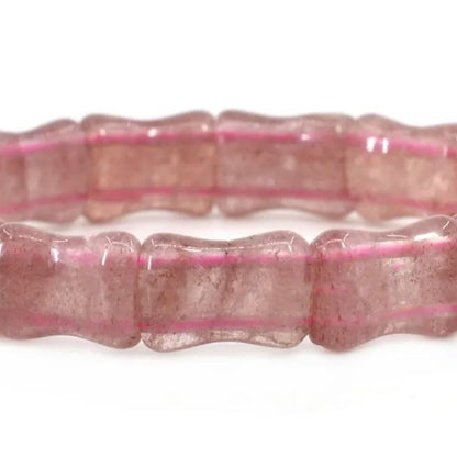 Strawberry Pink Quartz Bangle Gemstone Bracelet
