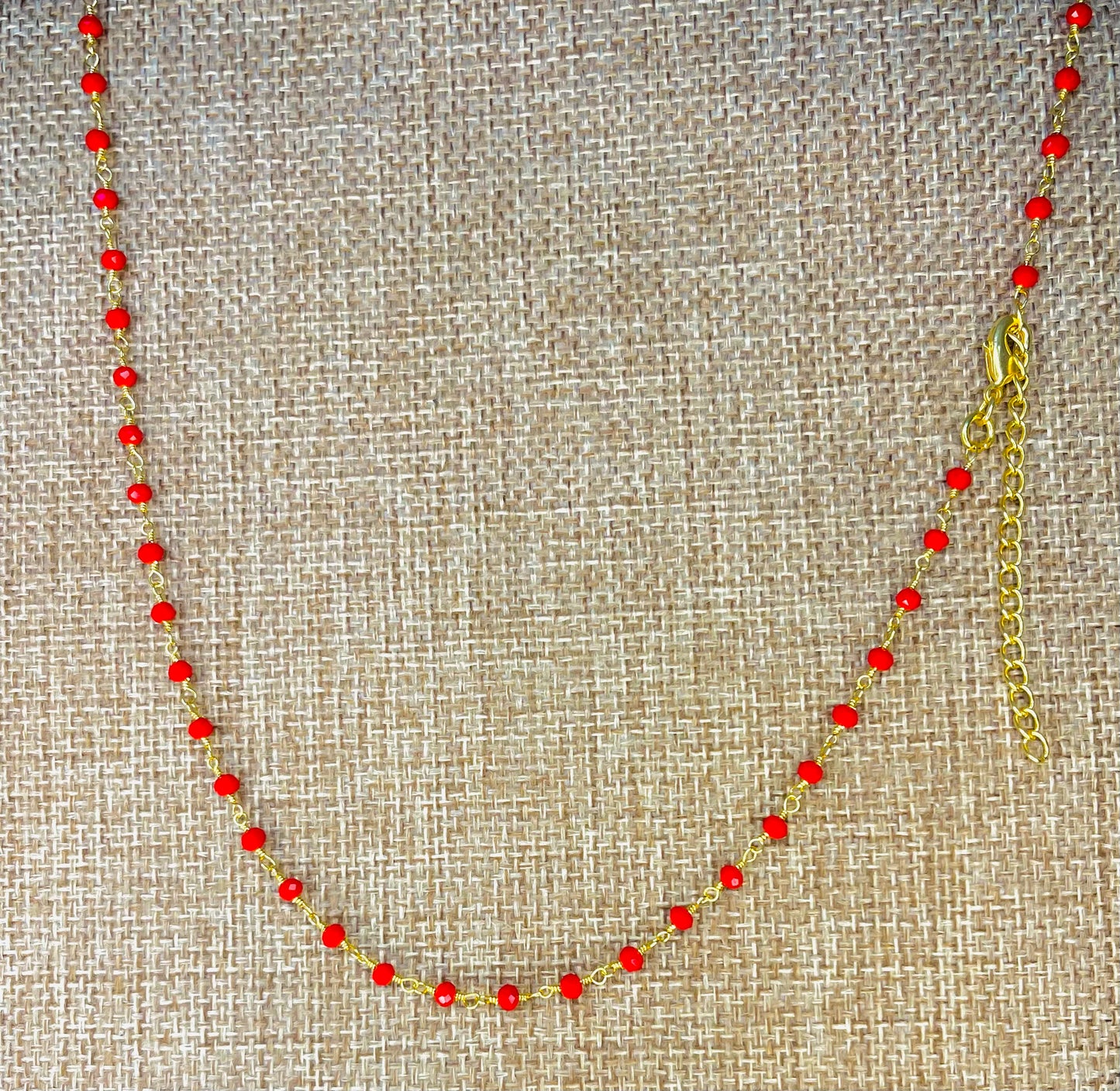 Red Coral Gold Chain Minimalist Necklace