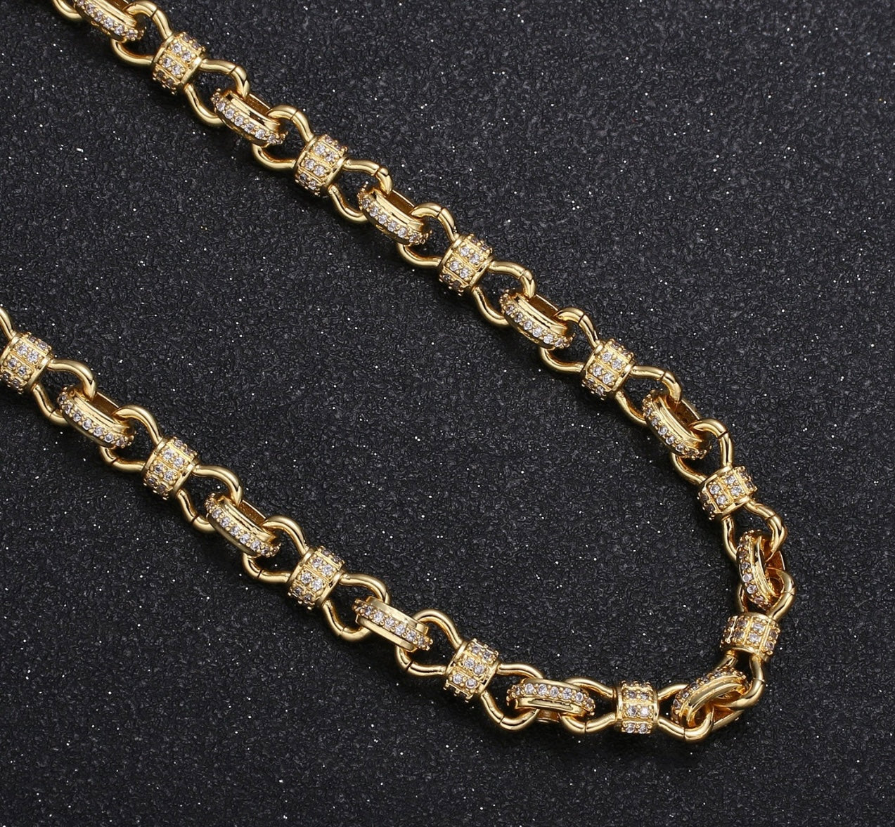 Gold Infinity Micro Pave "Figure 8" Chain Necklace 24”