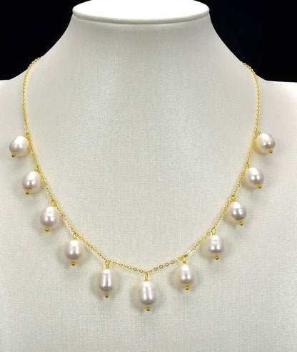 Lovely Freshwater Rice Pearls 18k Gold-Filled Chain Necklace 18”