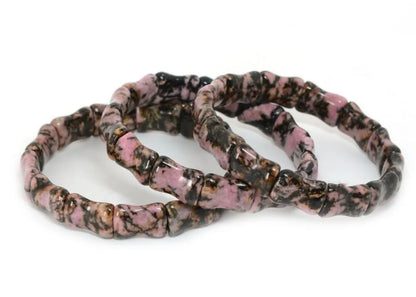 Pink Matrix Bamboo Style Gemstone Bangle Bracelet