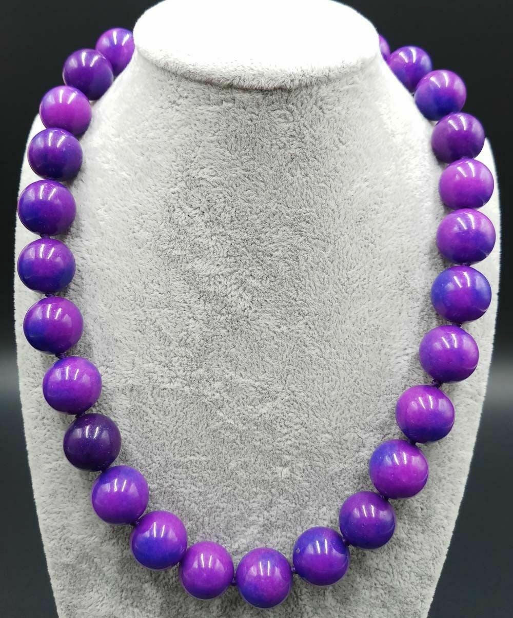 Royal Purple Sugilite Gemstone Double-Knotted Statement Necklace 18"