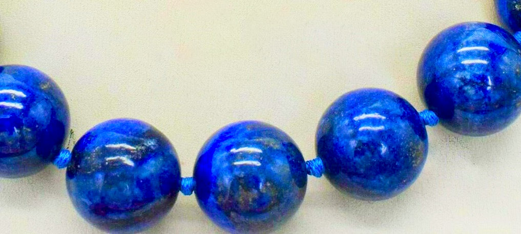 Timeless Blue Egyptian Lapis Lazuli Gemstone Double-Knotted Statement Necklace 20"