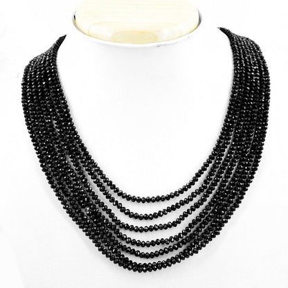 Sleek Black Spinel Gemstones Statement Necklace