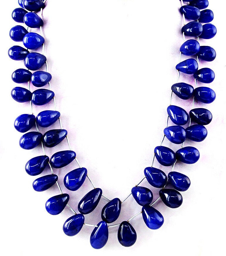 Blue Sapphire Gemstone Double-Strand Statement Necklace