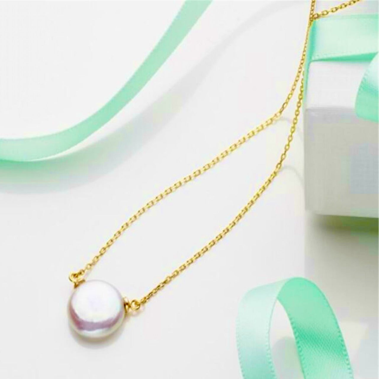 Timeless White Baroque Coin Pearl Drop Gold Necklace