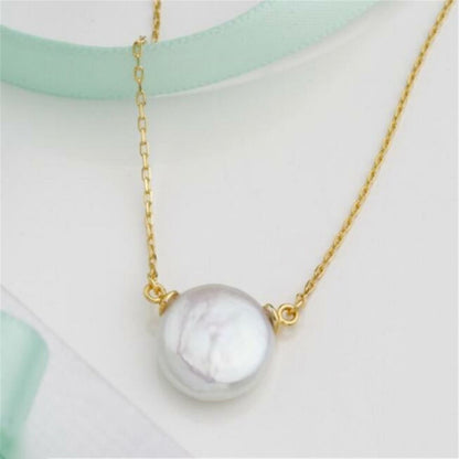 Timeless White Baroque Coin Pearl Drop Gold Necklace