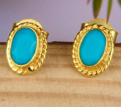 Petite 24k Gold Plated Turquoise Stud Earrings